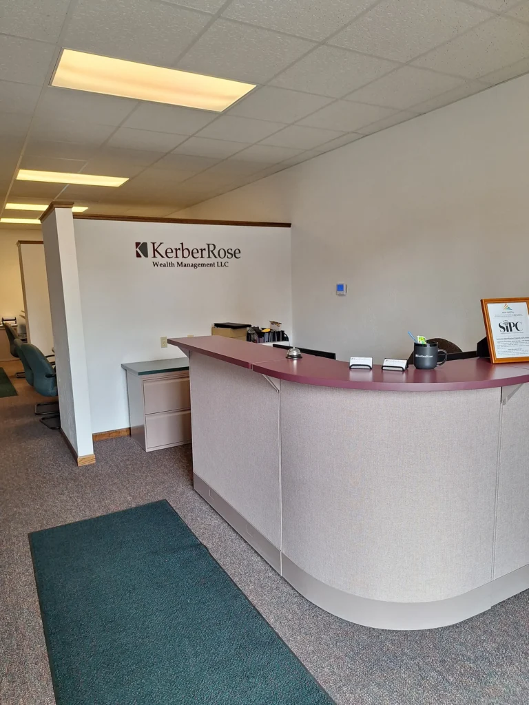 Before commercial entrance and front desk remodel by Felt's Construction