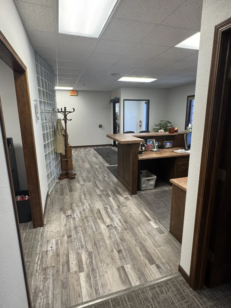 Completed commercial front desk remodel by Felt's Construction