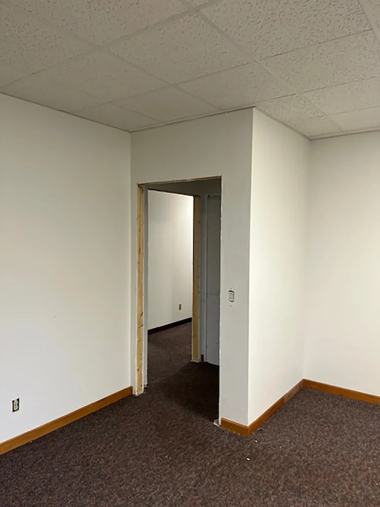 commercial wall and doorway progress for Interior Remodel by Felts Construction